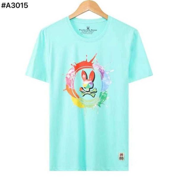 

psycho bunny men's short t-shirt colorful skull rabbit hoodlum round neck european and american street fashion couple m-xxxl#03g6d0, White;black
