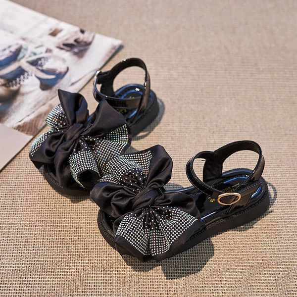 

girls' flower baby sandals 2023 summer korean edition new rhinestone princess children's party fashion dress shoes g220612, Black;red