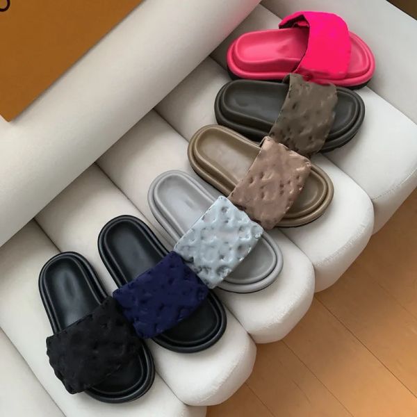 

fashion women's designer slippers slippers slippers summer l brand colorful leather classic beach casual leather sandals women's s, Black