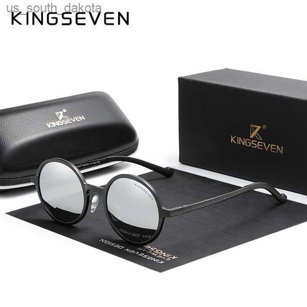 

kingseven men's glasses polarized steampunk round sunglasses men retro women sun glasses for men vintage style l230523, White;black