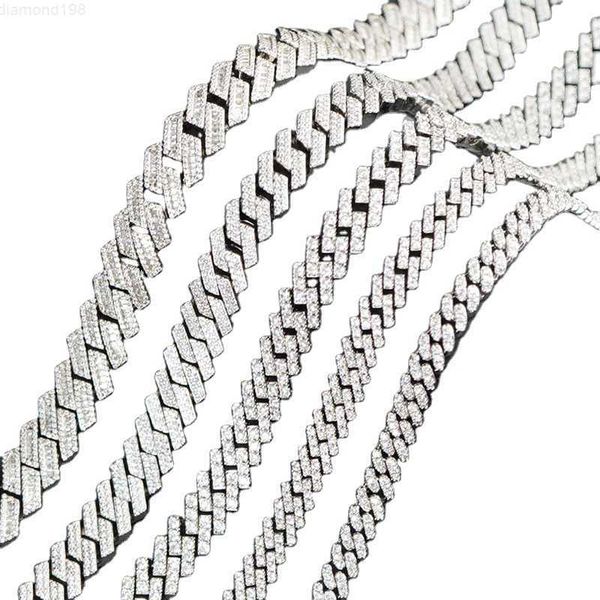 

925 sterling silver 10mm solid iced out hip hop vvs moissanite cuban bracelet