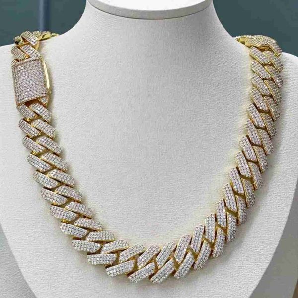 

flawless d vvs moissanite cuban link chain 18mm iced cuban chain 925 silver