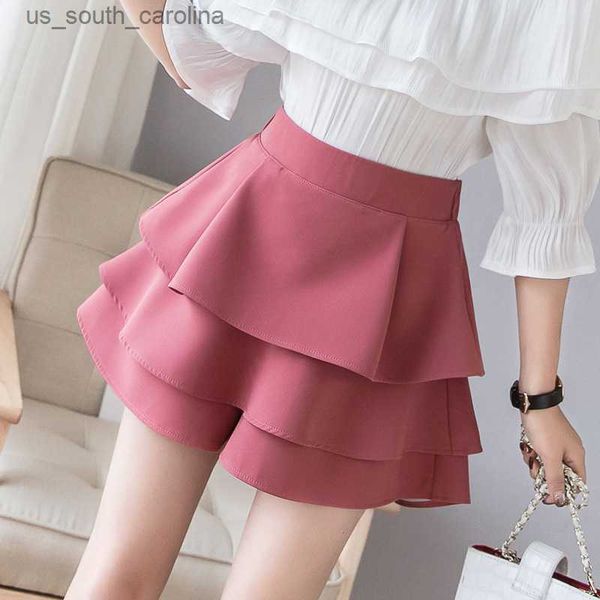 

female tulle shorts skirts 2023 spring summer layered ruffles shorts women cake skirt shorts high waist wide leg cupcake shorts l230522, White;black