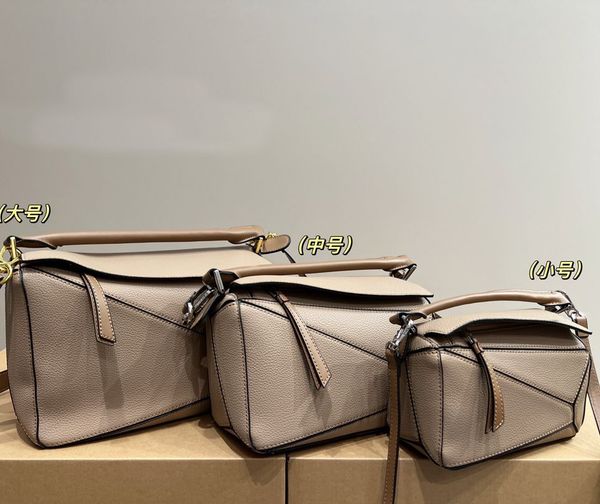 

designer bag genuine leather puzzle handbag women shoulder bags clutch totes cross body geometry square contrast color patchwork purse lette