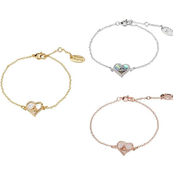 

western queen mother's love fritillaria bracelet female vivian small design shell saturn heart handwear original reproduction, Golden;silver