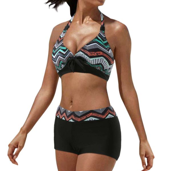 

halter split womens swimsuit beach bikini plus size wholesale, White;black