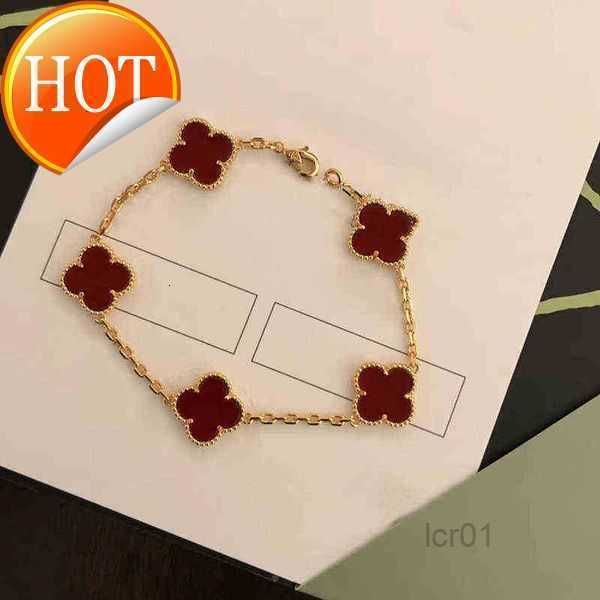 

classic fashion 4/four leaf clover bracelets charm bangle chain 18k gold agate shell mother-of-pearl for women girl wedding mother' day, Black