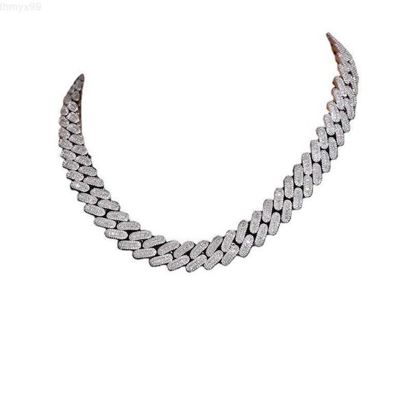 

factory custom 14mm 925 sterling silver vvs baguette moissanite iced out shape miami cuban link chain necklace