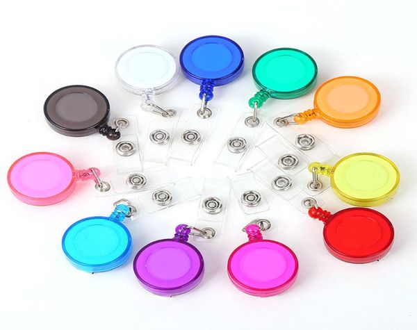 

circular plastic easy to pull buckle certificate opening retractable buckle mobile phone loss preventer chest clip chest card badg6865066, Silver