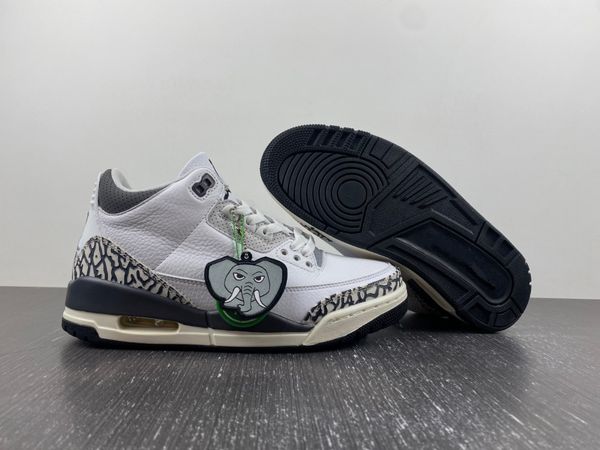 

authentic men basketball shoes jumpman 3 hide n sneak white black-iron-light ash grey-sail-cement grey designer sports sneakers shoes