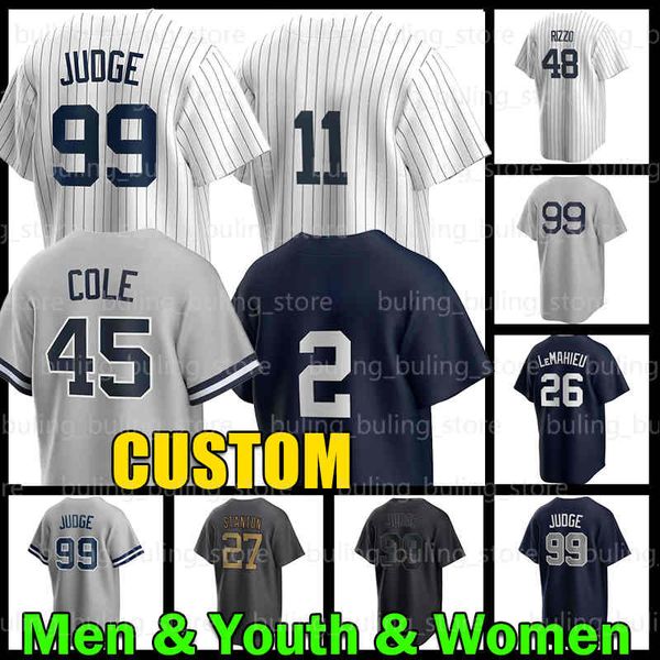 

99 aaron judge baseball jersey 48 anthony rizzo 11 volpe 2 derek jeter gleyber torres gerrit cole dj lemahieu babe ruth new yorks mariano ha, Blue;black