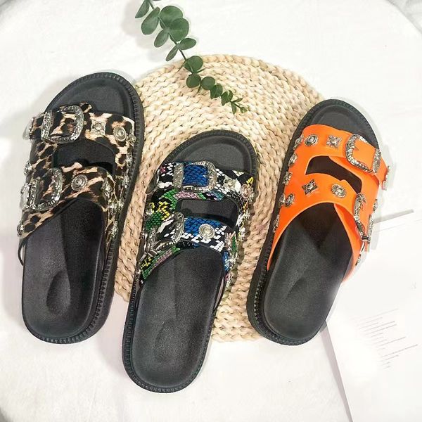

slippers summer women slippers platform punk rock leather mules creative metal fittings casual party shoes female outdoor slides t221209, Black