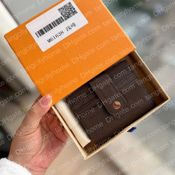 

designer short wallet luxury card holder small bag vintage coin purse ladies card bag classic new large-capacity wallet with orange box, Red;black