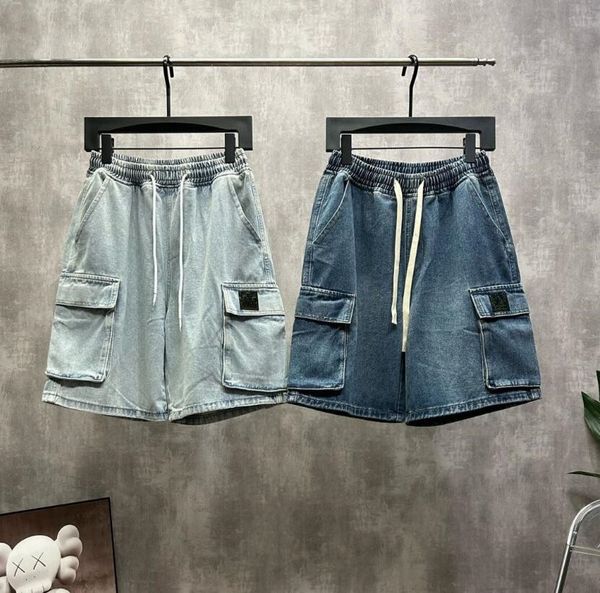 

designer mens stone shorts fashion big pocket jeans cargo pants summer loose couples beachwear sweatpants casual men's compass embroide, White;black