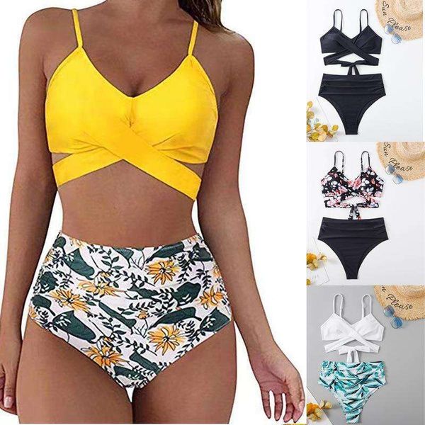 

swimsuit womens split bikini cross leopard print, White;black