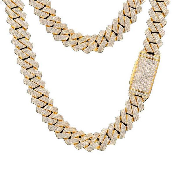 

fashion jewelry 9-12mm hip hop chain 18k gold plated necklace 925 sterling silver moissanite miami cuban link chain