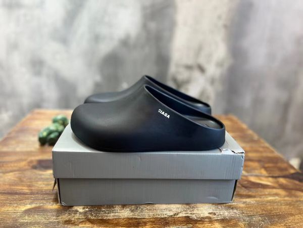 

new men mule slide shoes designers ava fashion jelly shoes outdoors beach mule baotou slipper size 40-45, Black