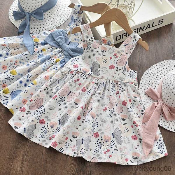 

girl's dresses baby gril summer clothing bow cute sleeveless cotton toddler princess beach dress and sunhat infant kids clothes r230612, Red;yellow
