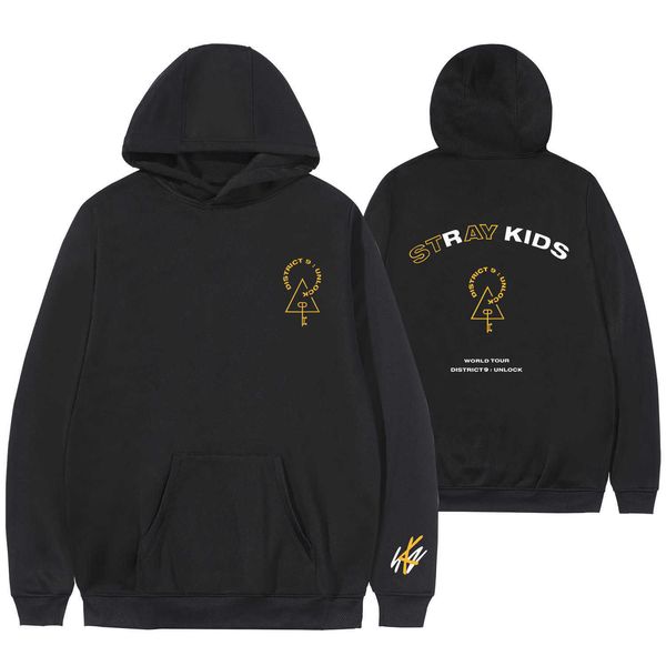 

mens hoodies sweatshirts designer women fashion loose streetwear clothing sweater girl stray kids concert district 9 unlock same hooded swea, Black