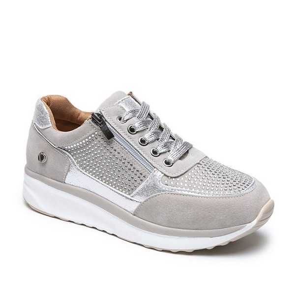 

woman sneakers water fashion drill side zipper wedge heel thick water platform trainers england heighten board casual shoes big size, Black
