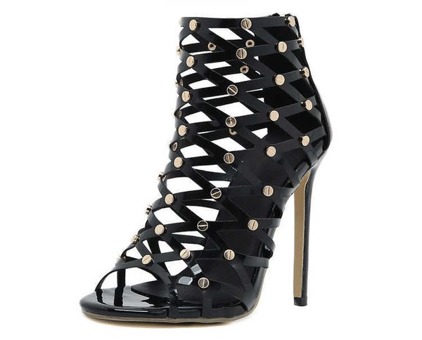 

nxy sandals design peep toe zipper women summer fashion stiletto high heels party dress female shoes 230511, Black