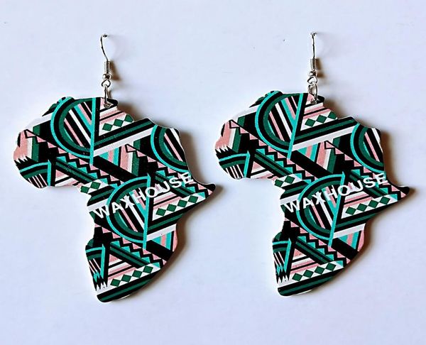 

wood africa map printing flower geo earring vintage party african afro jewelry wooden diy club gift3554864, Silver