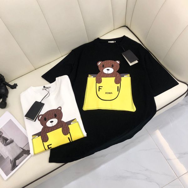 

fashion men's t-shirts summer men women teddy bear tshirt cotton designers short sleeve casual shirts ff hip hop streetwear t shirt tee, White;black