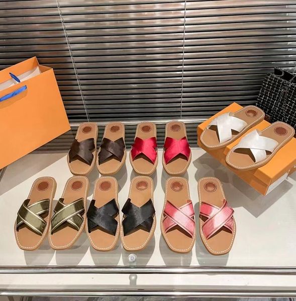 

new style cross slipper designer flat bottom slipper women leisure outdoor beach shoes sandal letter printing slipper summer fashion sandal, Black