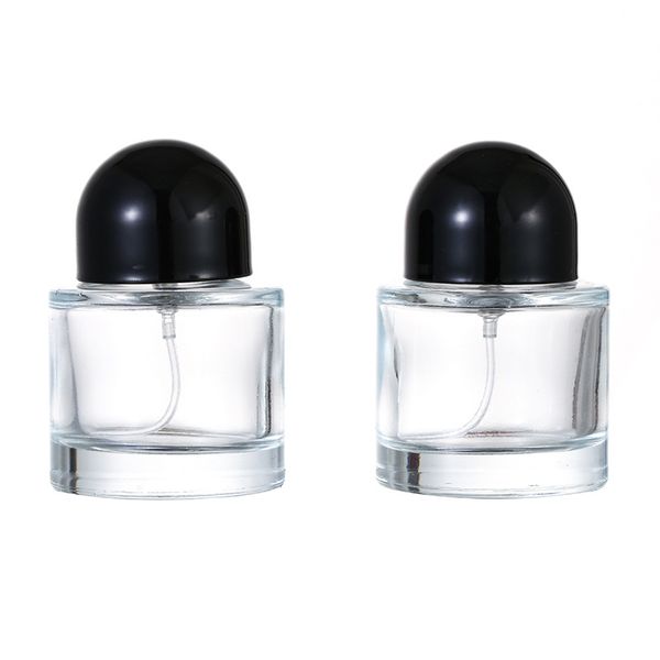 

custom empty perfume 30ml 50ml round shape spray bottles cylinder luxury custom perfume glass bottle with box packaging