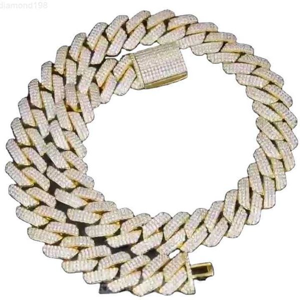 

18-22mm factory custom 10k 14k gold plating vvs moissanite diamond cuban chain necklace iced out men fine jewelry, Silver