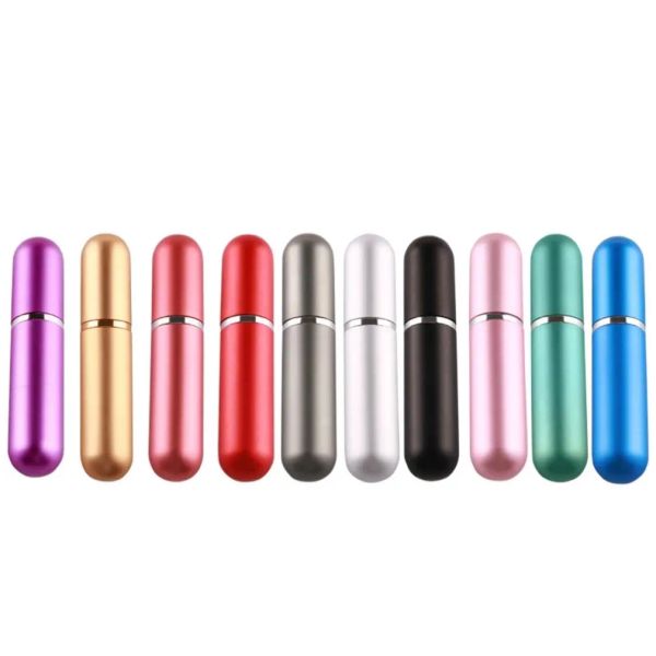

5ml refillable portable mini perfume bottle traveler aluminum spray atomizer empty perfumery bottle 15color option dhl free