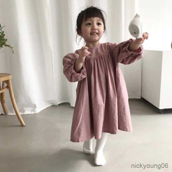 

girl's dresses girls cotton and lantern sleeve dress autumn new forest retro r230612, Red;yellow