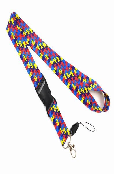 

10pcs puzzle multifunction keychain phone lanyard cartoon punk neck strap for keys id card cell phone lanyards9681863, Silver