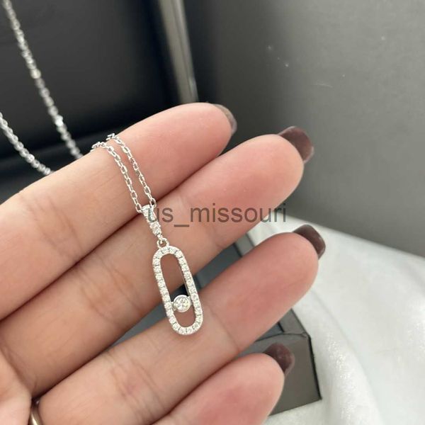 

pendant necklaces luxury designer pendant necklace s925 sterling silver hollow french movable crystal classic square charm short chain choke
