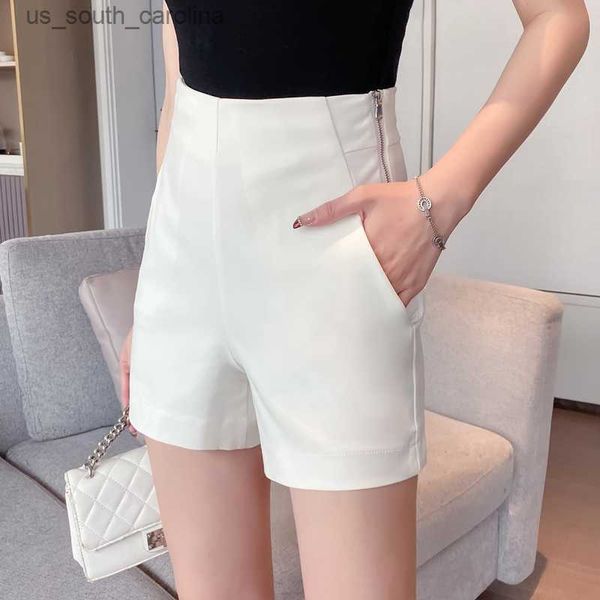 

high waist women's summer shorts elegant short woman javascript trendyol pants traf fashion clothing 2023 l230522, White;black
