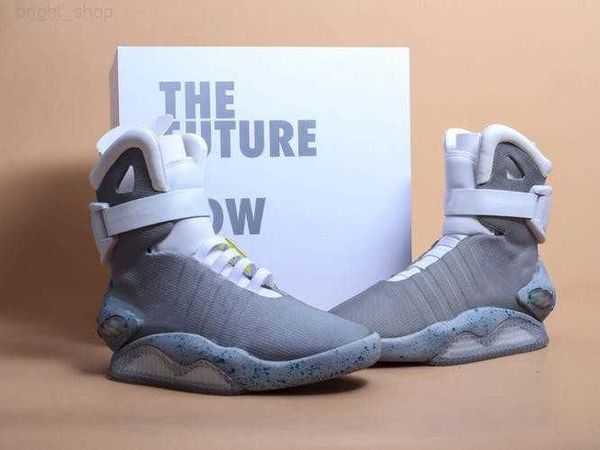 

2022 authentic mag back to the future marty mcfly led boots mens lighting sneakers with box men winter ankle shoes size 40-47, Black