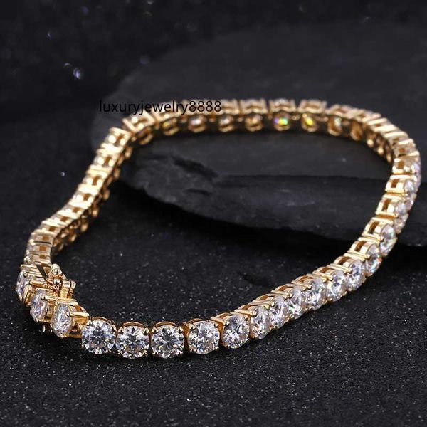 

14k gold brilliant round shape moissanite tennis chain 3mm bracelet, Silver