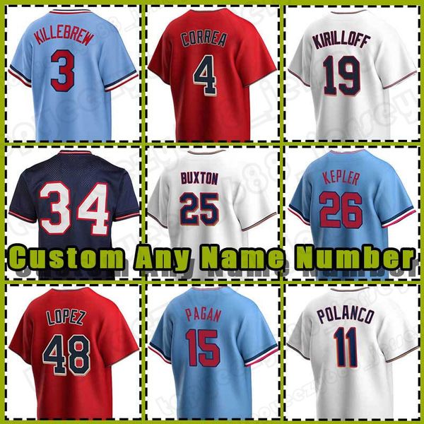 

4 carlos correa baseball jerseys 26 max kepler 3 harmon killebrew twins byron buxton kirby puckett minnesota rod carew jorge polanco jorge p, Blue;black