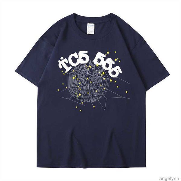 

mens sweatshirt designer t shirt sp5der short sleeved t-shirt hip hop trend t-shirts 555 spider web print tshirt men women round neck pullov, White;black