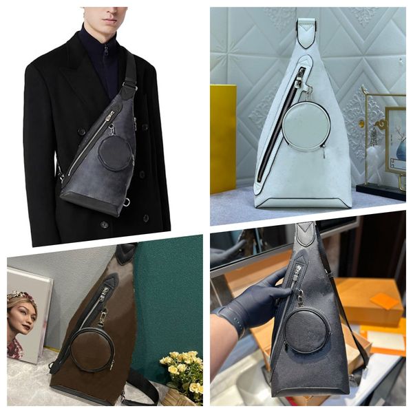 

single bag duo men's black brown yellow chest shoulder bags classic side zipped pocket backpack with removable zipped coins pouch cross