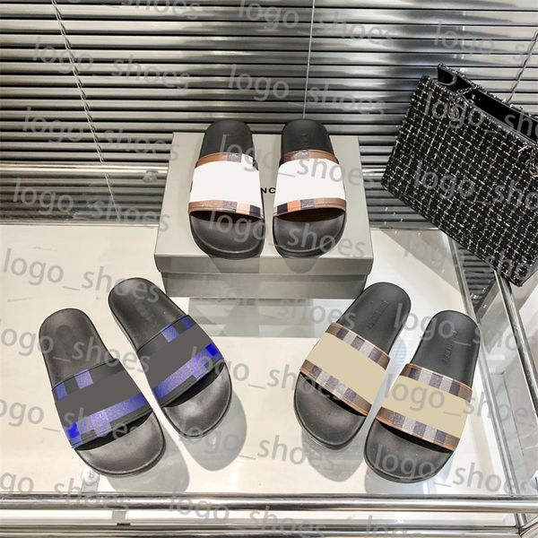 

shower room slippers designer women mens flat bottom non slip slides luxury fashion stripe printed comfortable soft bottom sandals, Black