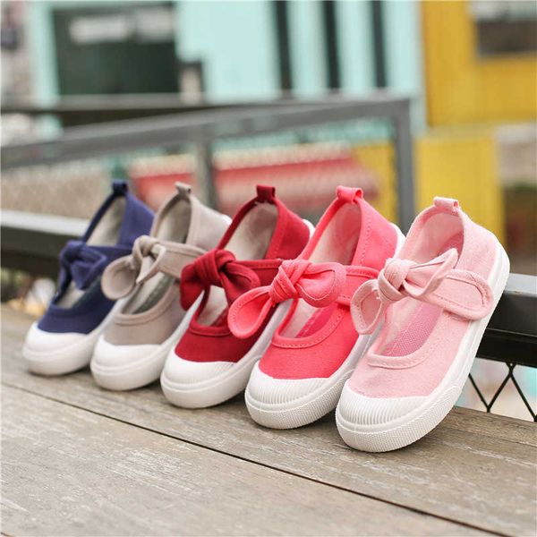 

athletic outdoor new canvas fashion bow comfortable children's casual sports preschool girls' princess shoes 21-35 g220612, Black