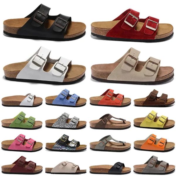 

designer slippers boston clogs men sandals women slipper suede slipper buckle cork platform slide flat leather mules birk shoes fashion outd, Black