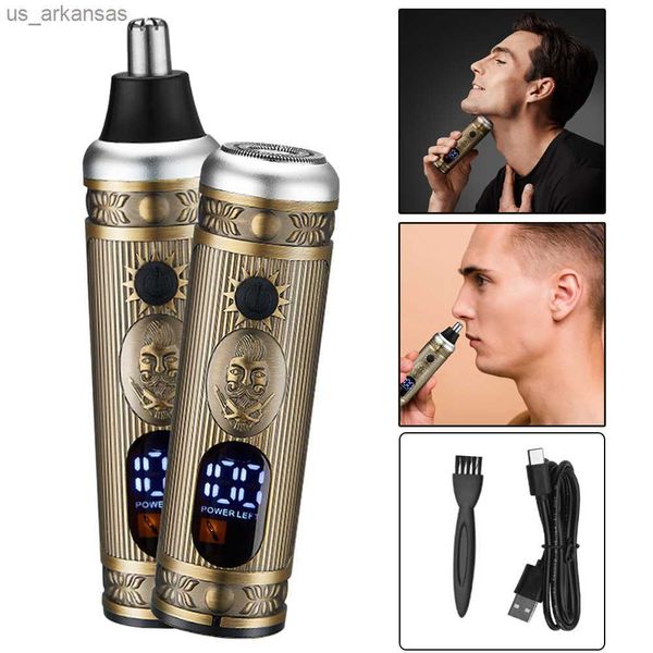 

rucha man electric shaver and nose hair trimmer usb charging with lcd display screen for man beard nose hair cutting machine l230523