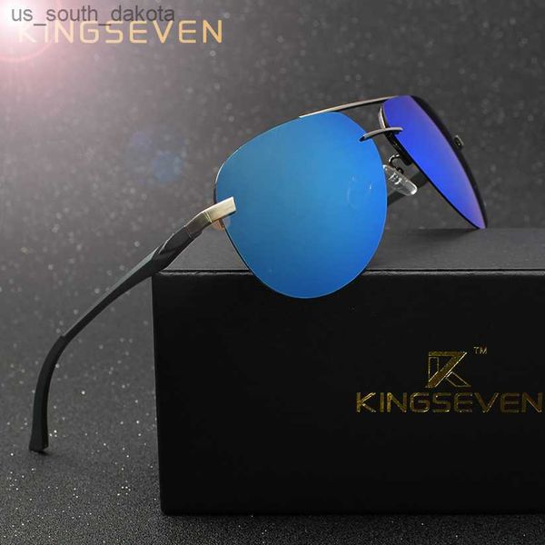 

kingseven aluminum magnesium polarized sunglasses men driver mirror sun glasses male fishing female eyewear for men l230523, White;black