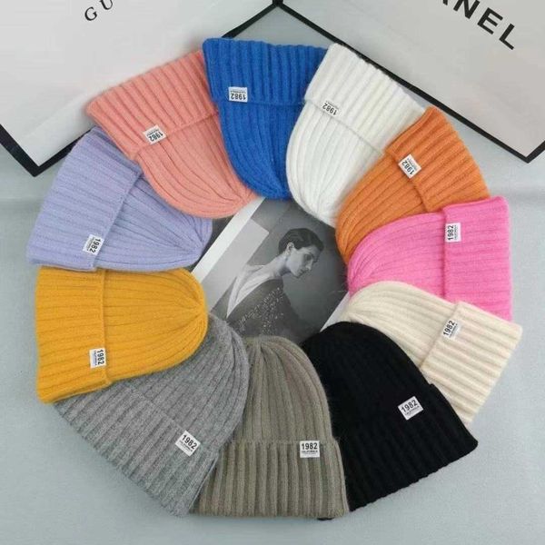 

fashion designer luxury brand korean version warm knitting hat in autumn and winter versatile with velvet curled wool thickened windproof ea, Blue;gray