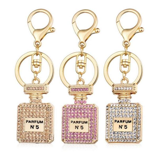 

fashion perfume bottle charms accessories key ring 3 colors rhinestone crystal perfume bottle keychain gift keyring ornaments8375190, Silver