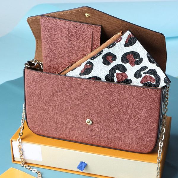 

luxury shoulder bag women chain cross body bags leather 3in1 shoulder bags with card purse and coin purse