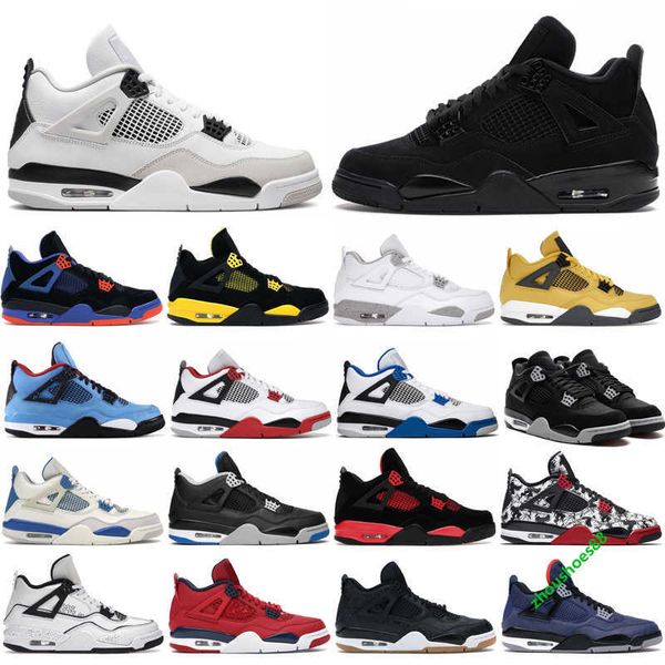 

basketball shoes 4 4s for mens womens black cat red thunder military black bred tour yellow neon men trainers sports sneakers shoe size 36-4