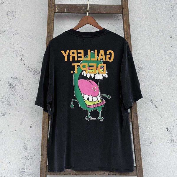 

wholesale designer t shirt for sale g allery d ept made old cartoon little monster print made old wash water scrub casual high street short, White;black